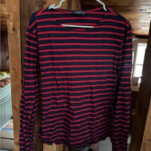 Saint James Striped Long Sleeve Tee - Red & Navy